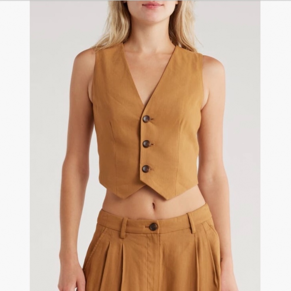 ALC. Maxwell Linen Blend Vest Copper SZ 14